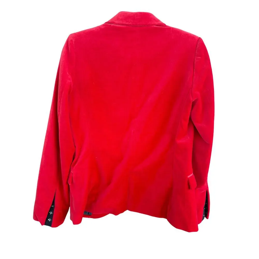 Zadig & Voltaire Vero Red Velvet Blazer Jacket 8 US 38 FR Academia Old Money